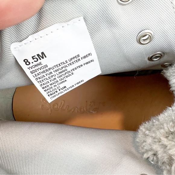 Splendid Yvonne Laced Sherpa Boot in Stone Size 8.5 Leather - Picture 8 of 8